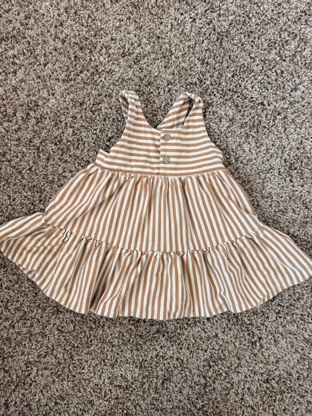 Rylee + Cru Tan and White Striped Tiered Sundress